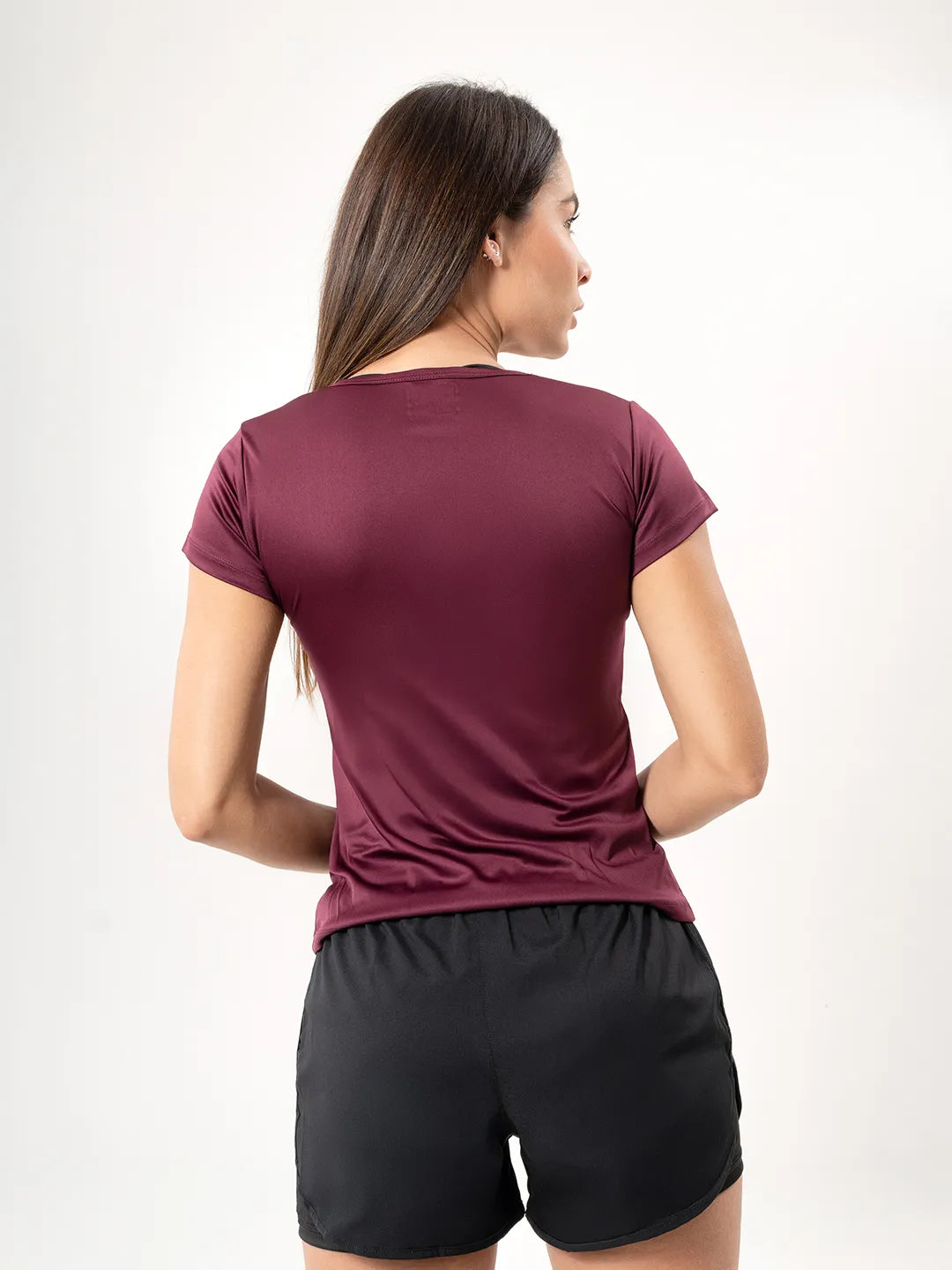Camiseta Deportiva Básica para Mujer – Vinotinto Oscuro