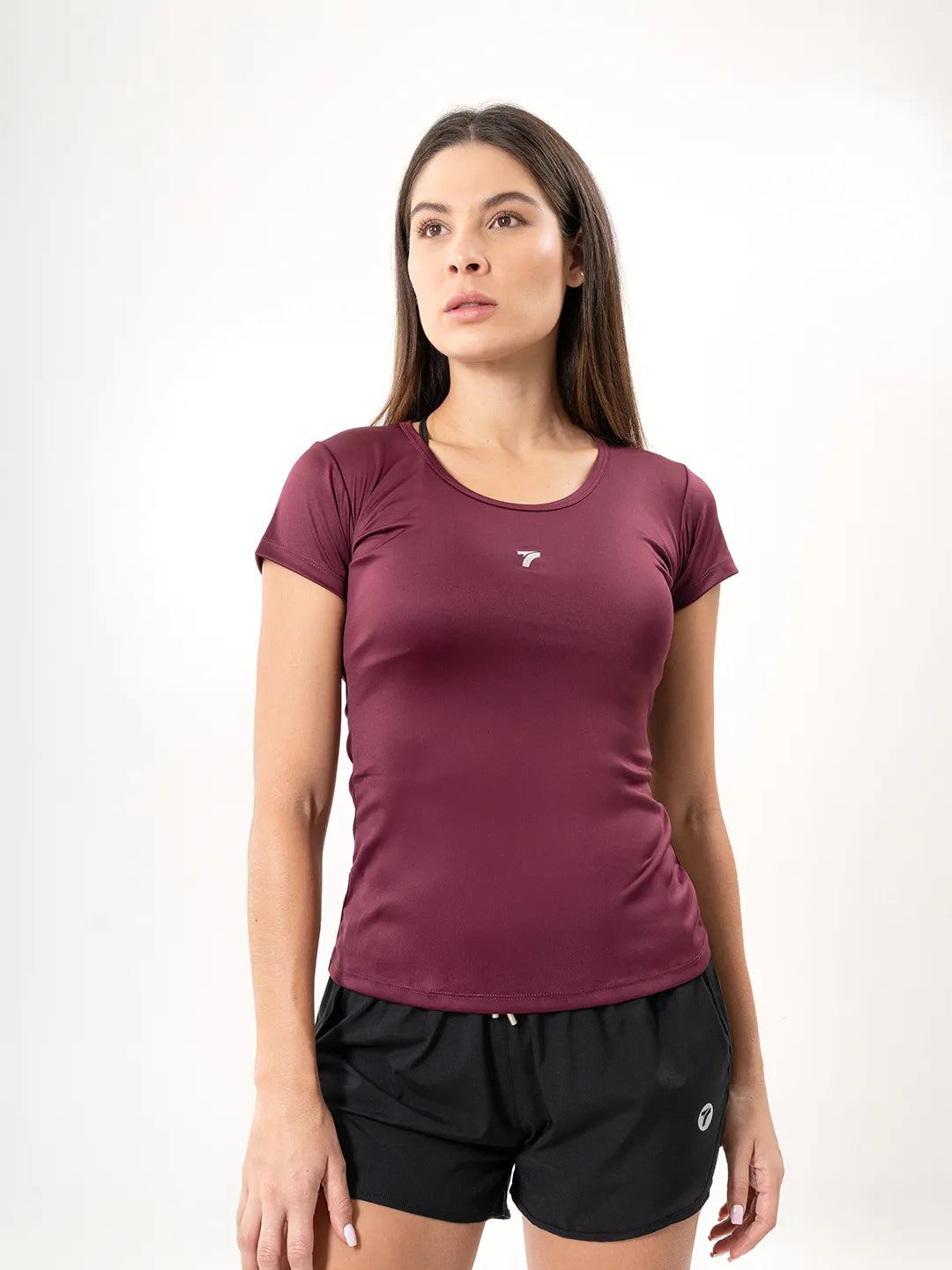 Camiseta Deportiva Básica para Mujer – Vinotinto Oscuro