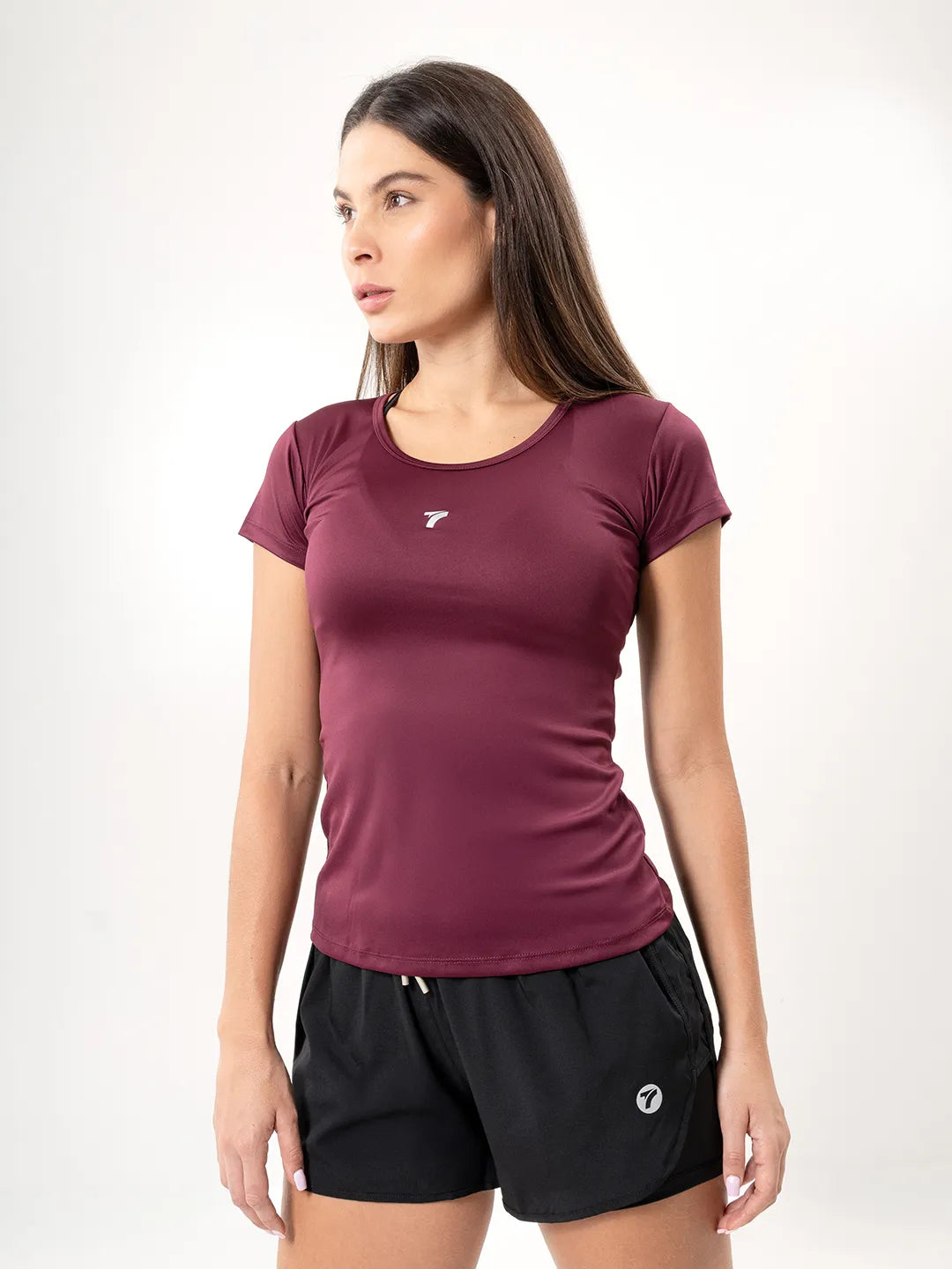 Camiseta Deportiva Básica para Mujer – Vinotinto Oscuro