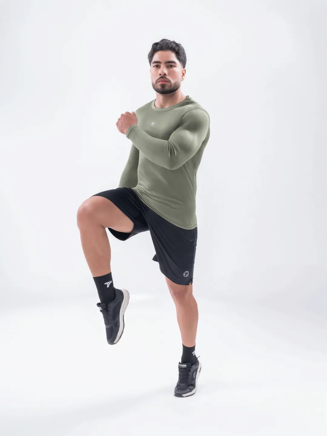 Buzo de Compresión Deportivo Hombre Color Verde Militar