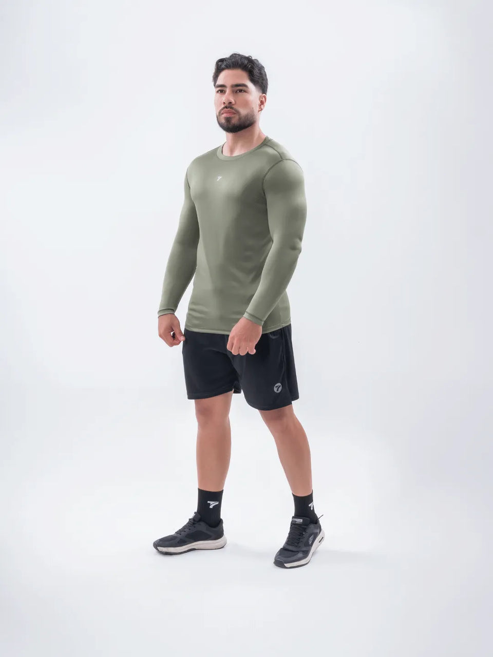 Buzo de Compresión Deportivo Hombre Color Verde Militar