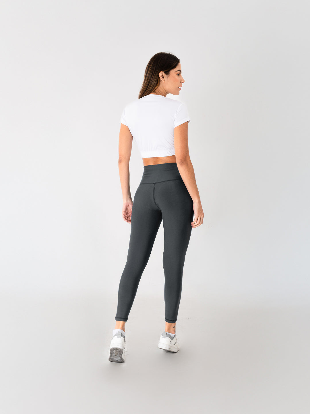 Leggins Deportivo Unicolor Gris Oscuro Para Mujer