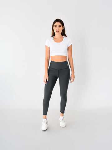 Leggins Deportivo Unicolor Gris Oscuro Para Mujer