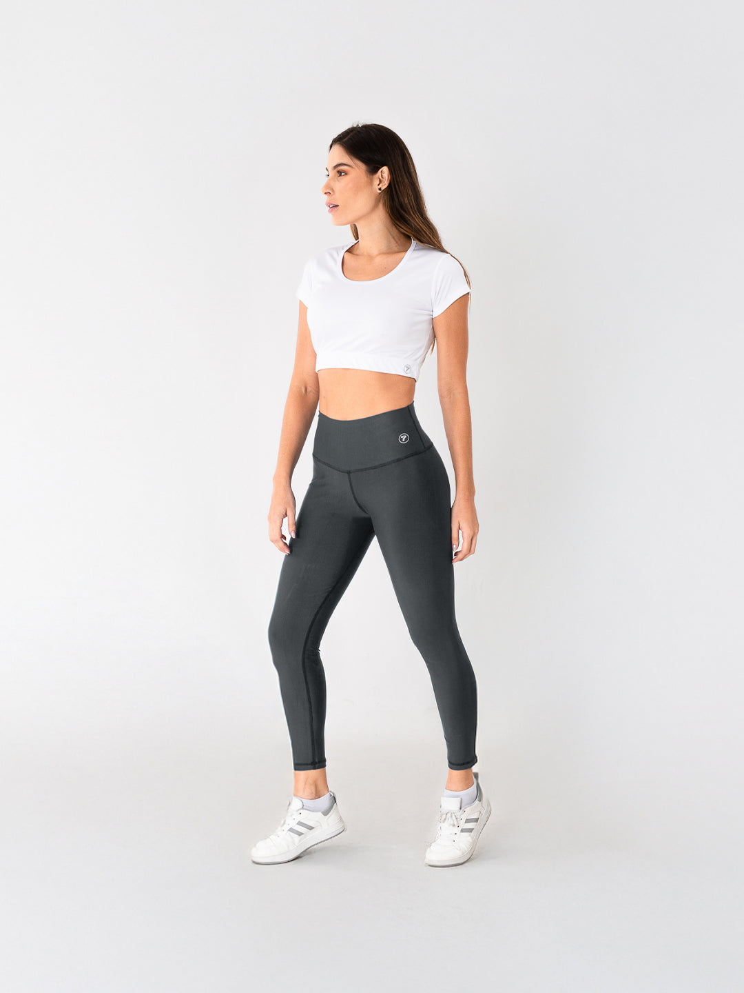 Leggins Deportivo Unicolor Gris Oscuro Para Mujer