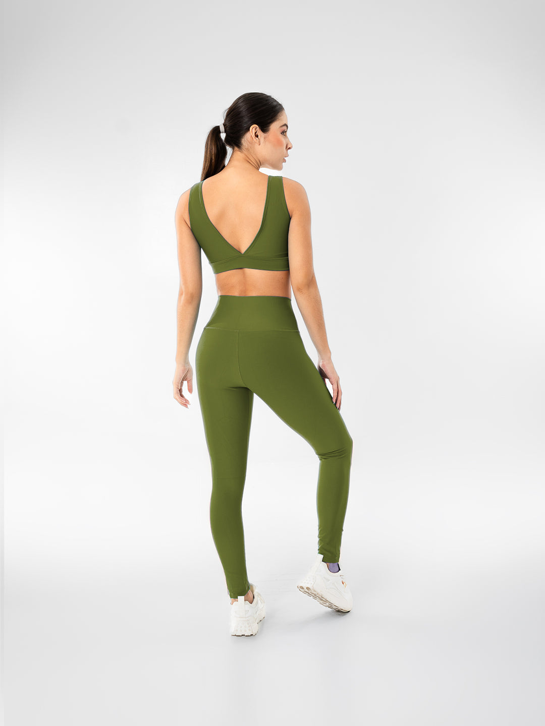 Leggins Deportivo Unicolor Verde Militar Para Mujer