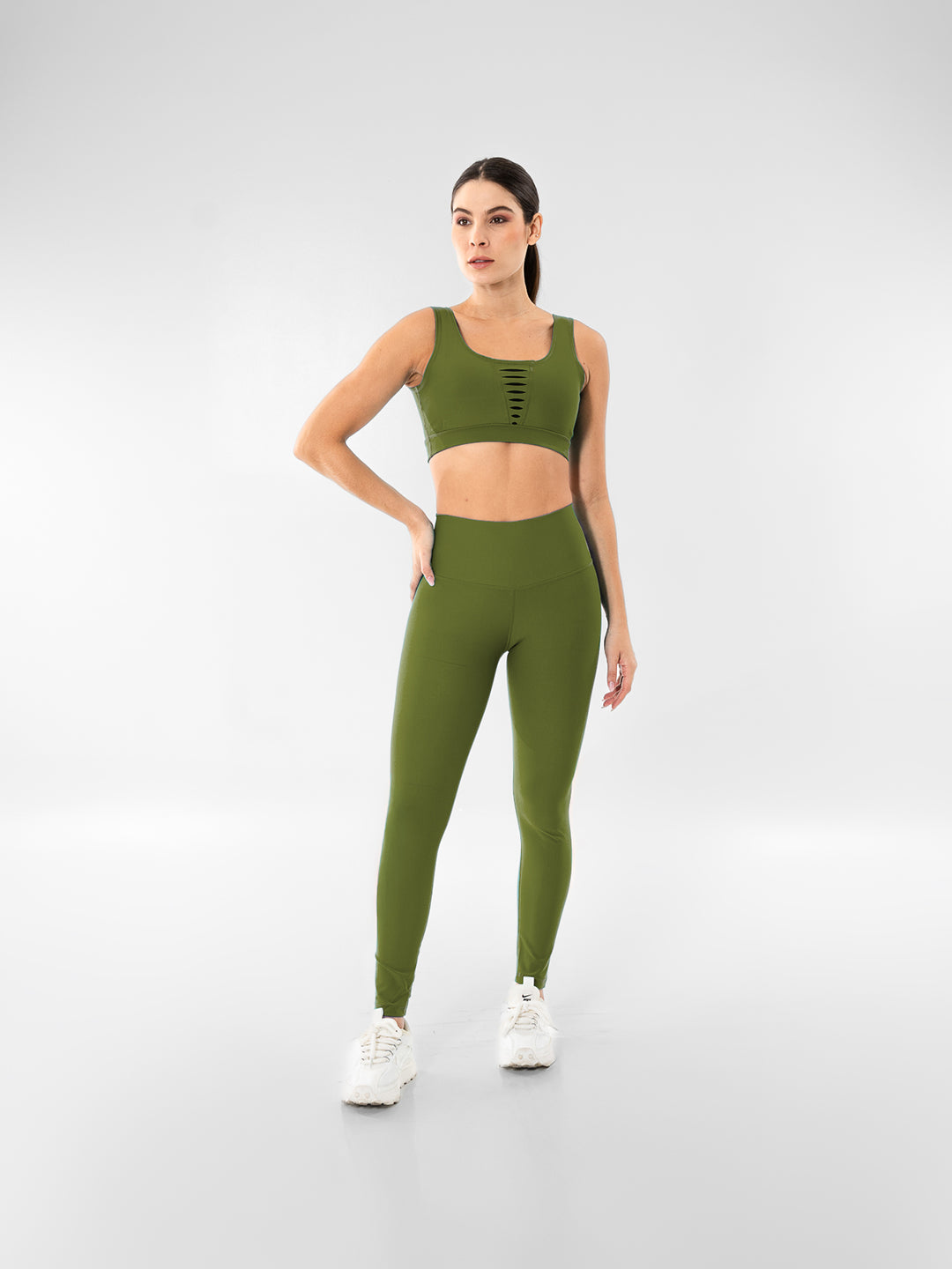 Leggins Deportivo Unicolor Verde Militar Para Mujer