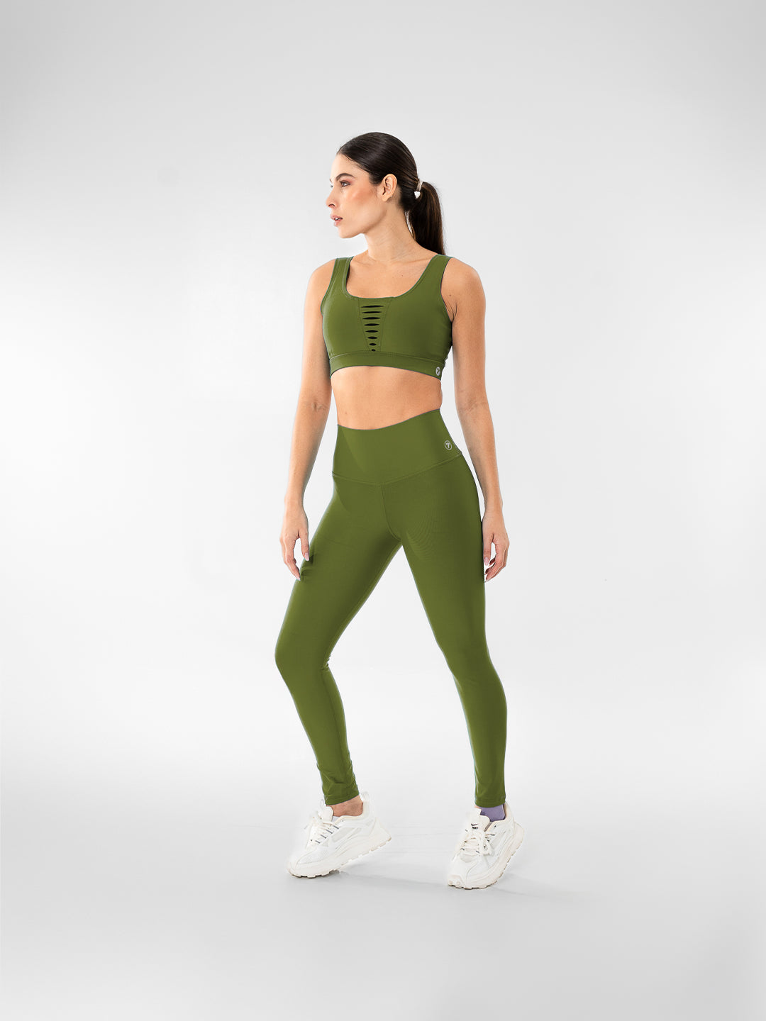 Leggins Deportivo Unicolor Verde Militar Para Mujer
