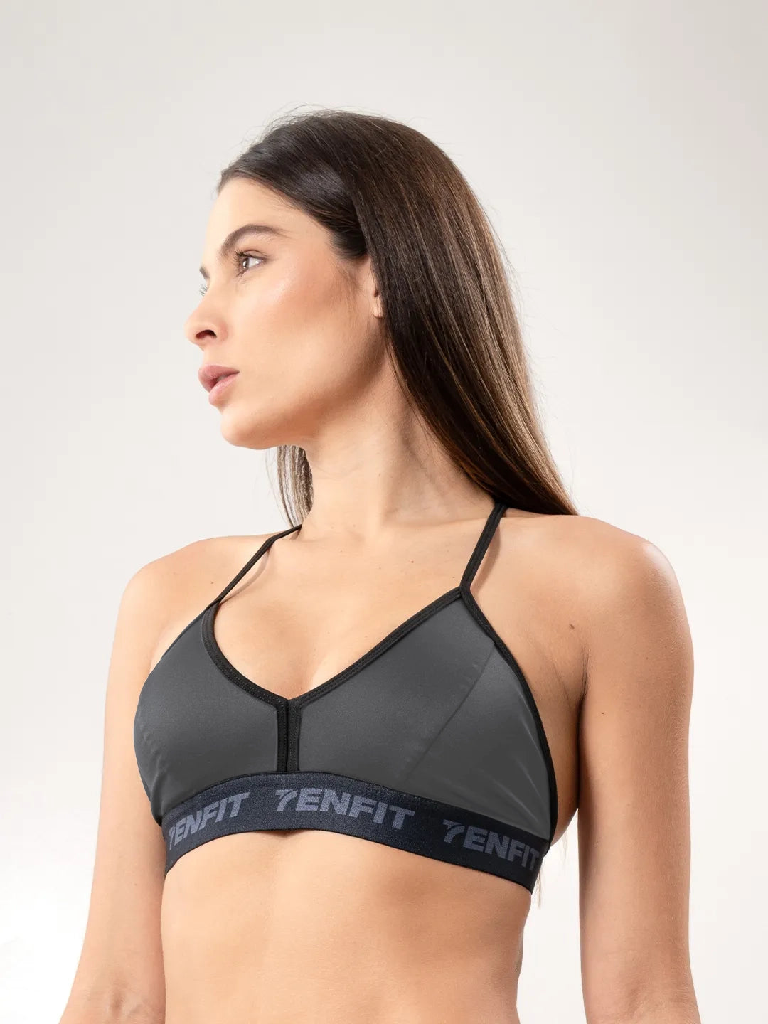Top Deportivo de Mujer con Copa en Microfibra – Gris Oscuro