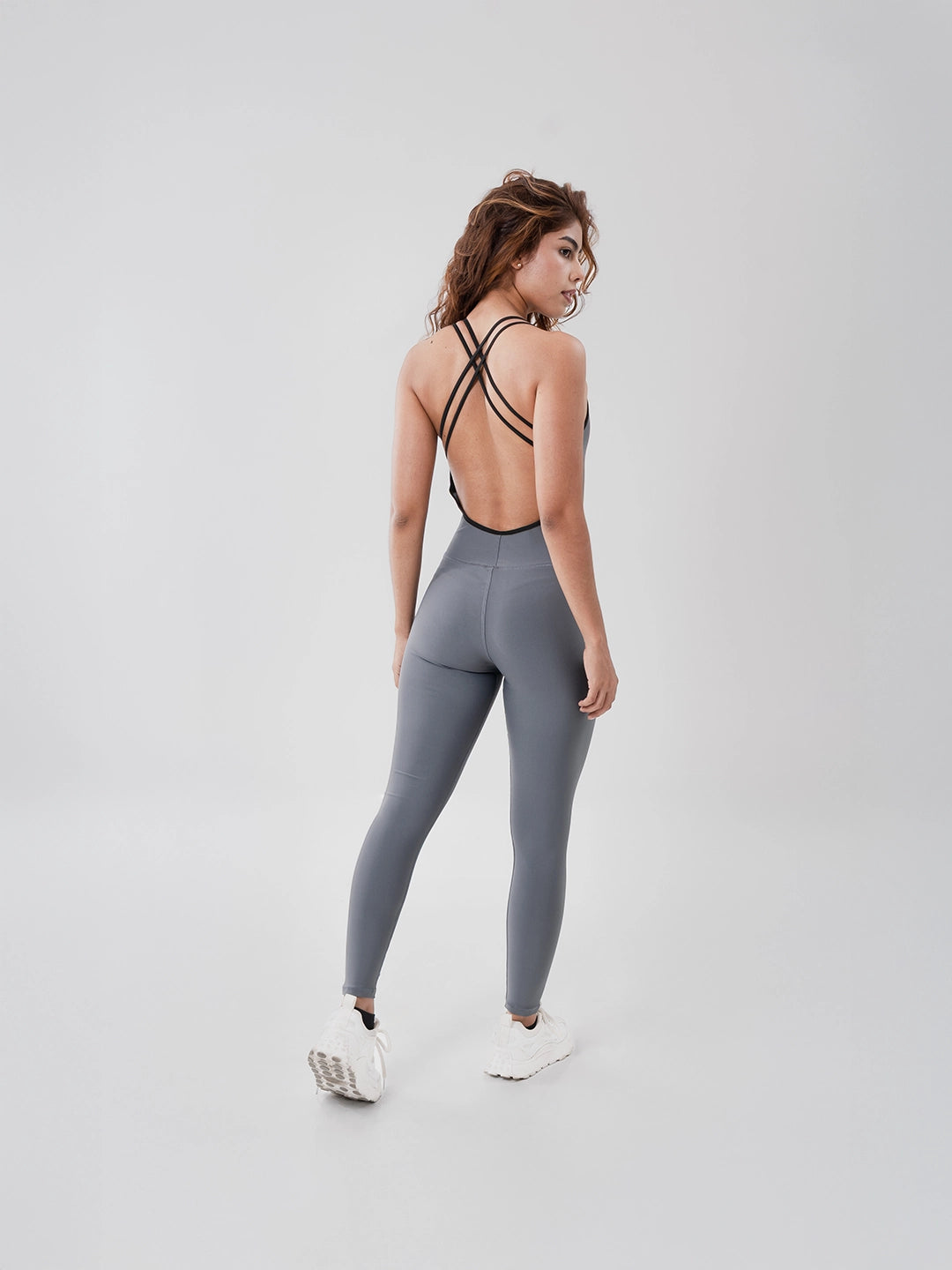 Enterizo Deportivo Largo de Mujer Unicolor - Gris Oscuro