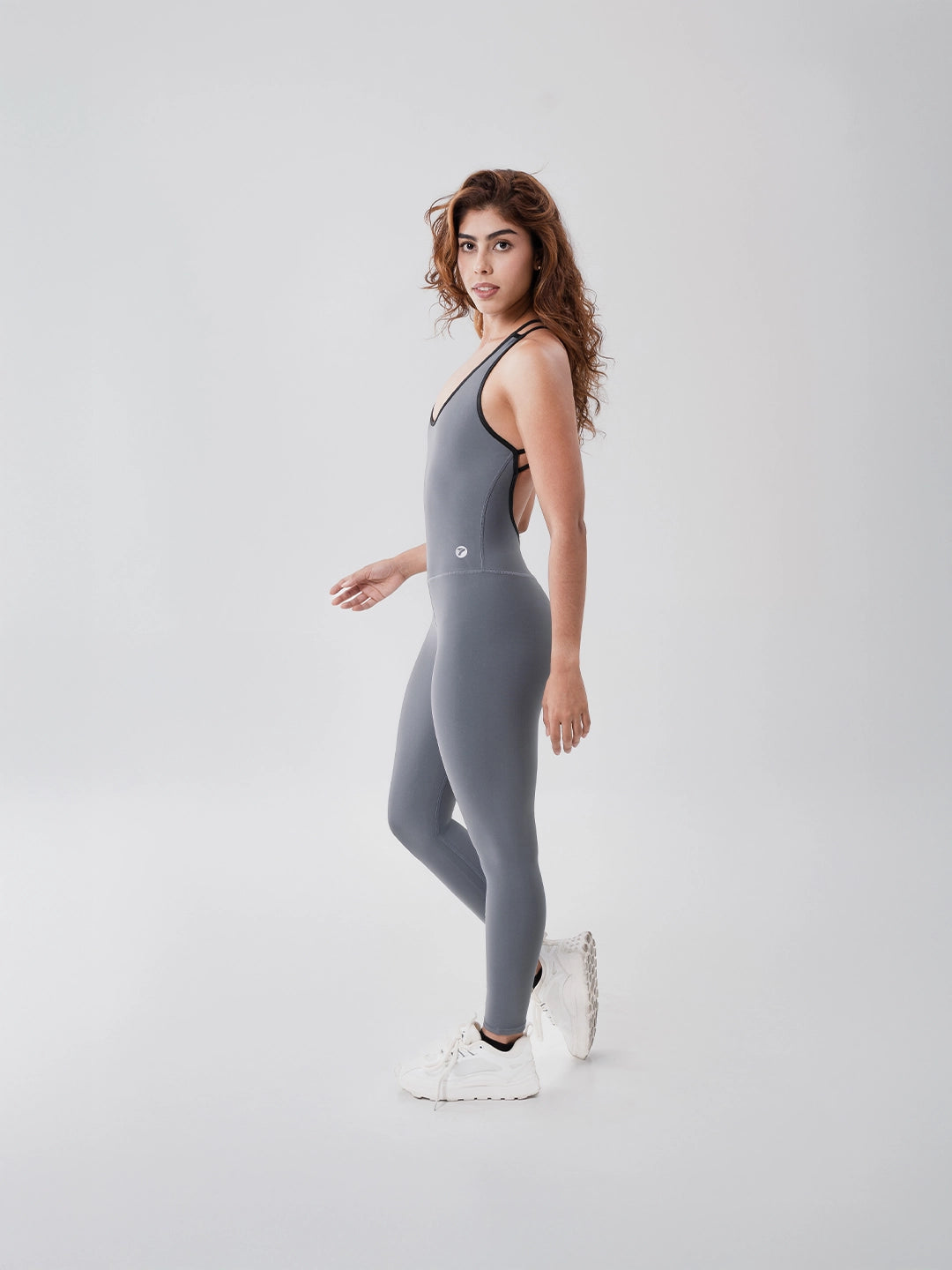 Enterizo Deportivo Largo de Mujer Unicolor - Gris Oscuro