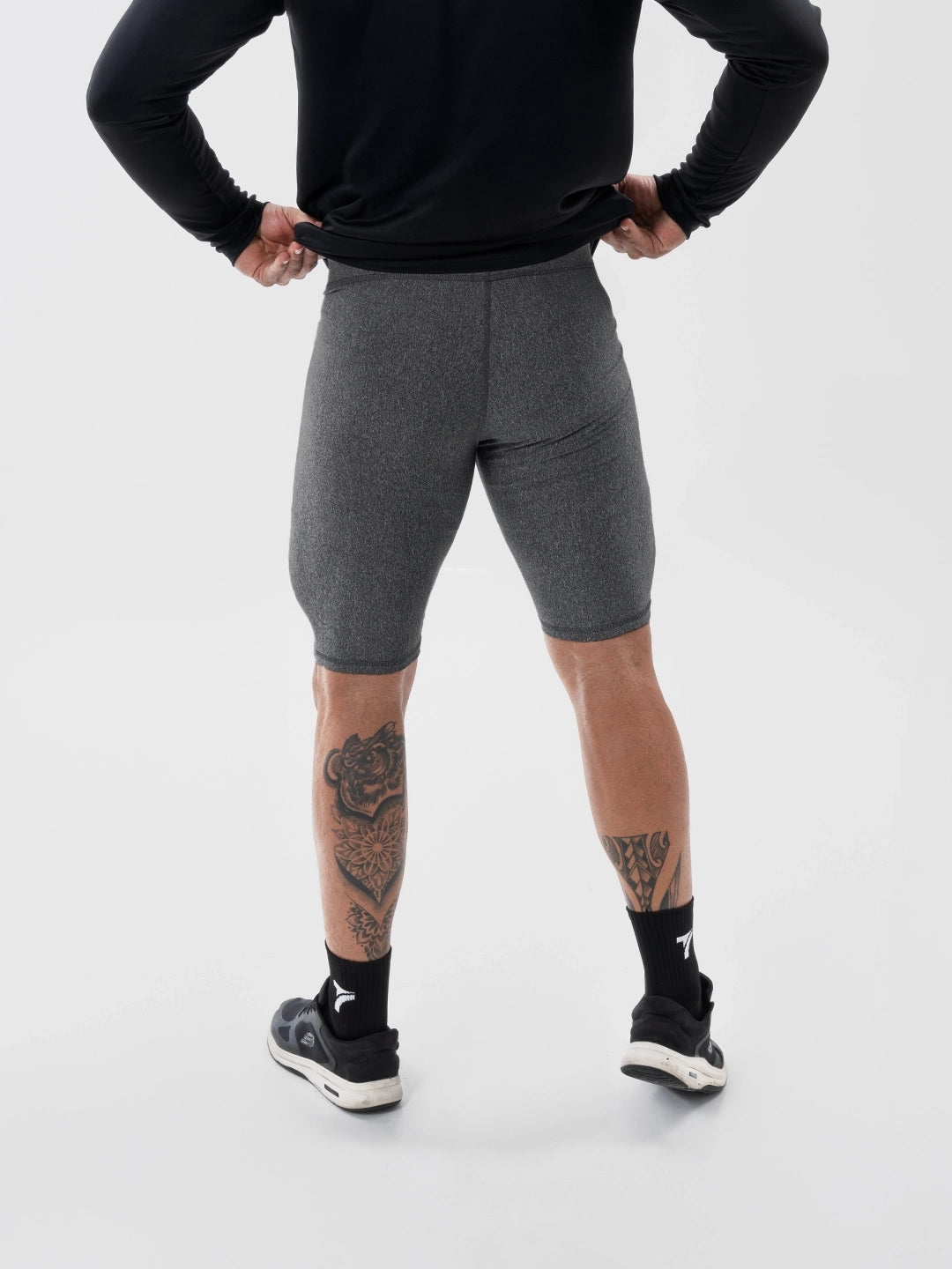 Licra Corta Deportiva de Hombre Unicolor Suplex - Gris Jaspe Oscuro
