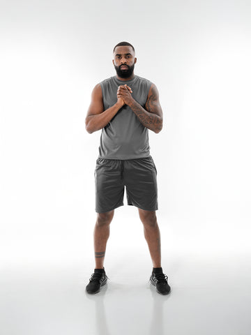 Pantaloneta Deportiva de Hombre en Microfibra – Gris Oscuro