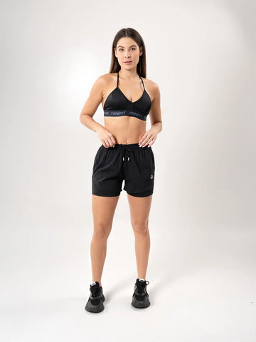 Short Deportivo con Licra Interna para Running de Mujer – Negro
