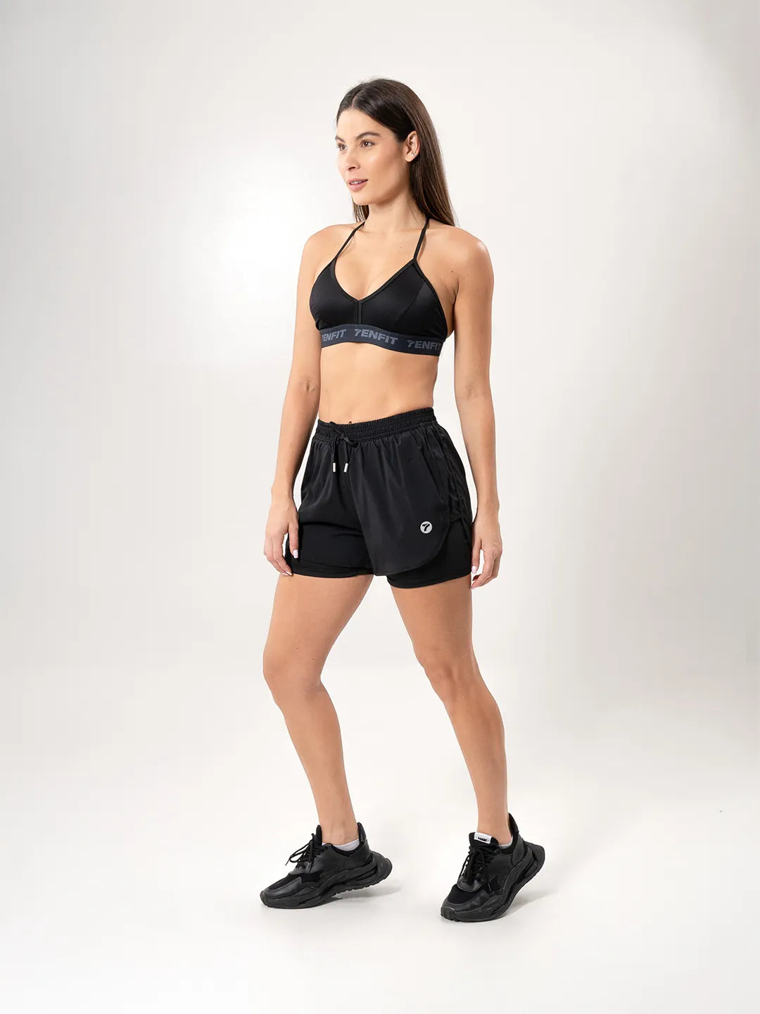 Short Deportivo con Licra Interna para Running de Mujer – Negro