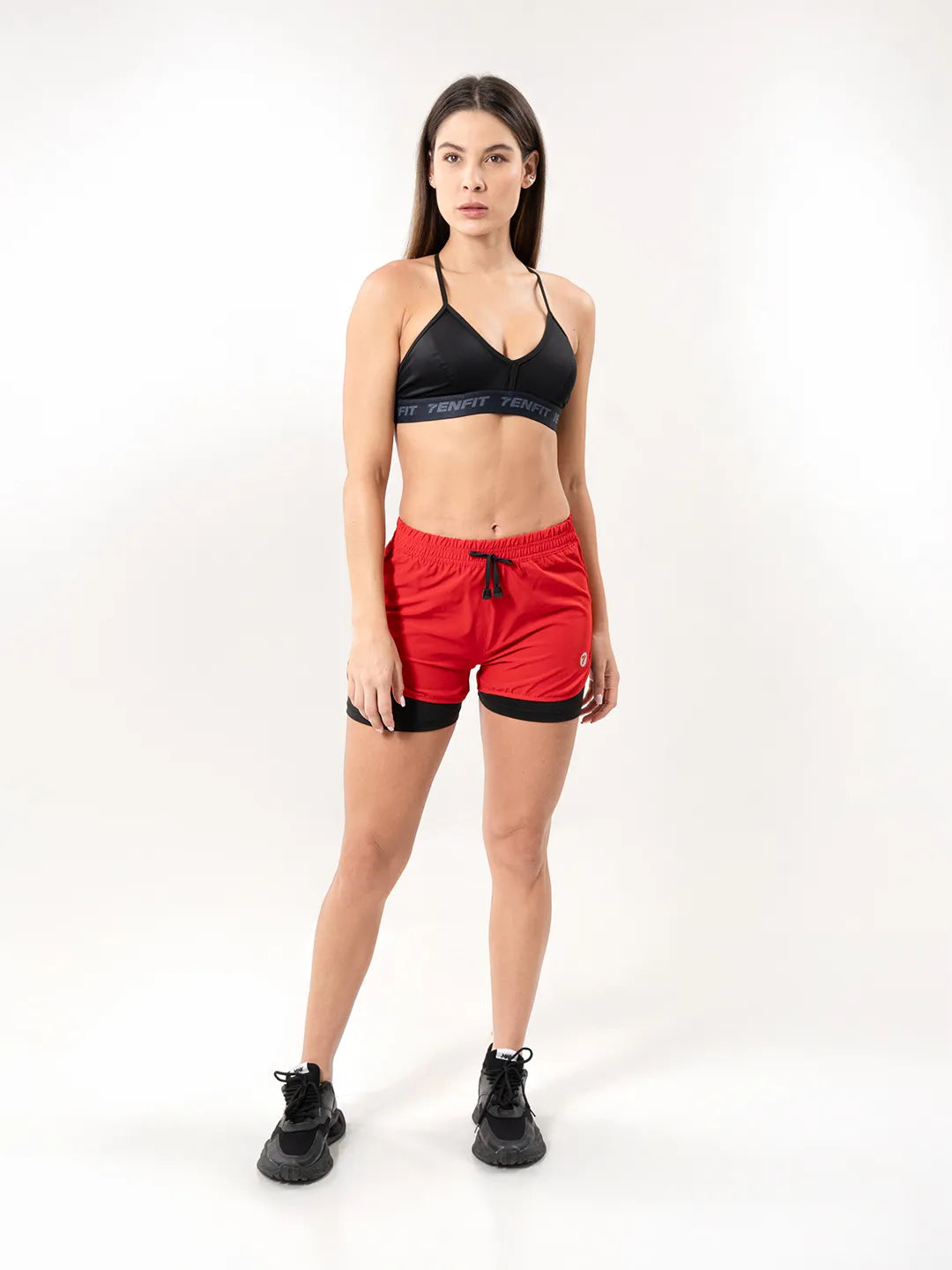 Short Deportivo con Licra Interna para Running de Mujer – Rojo
