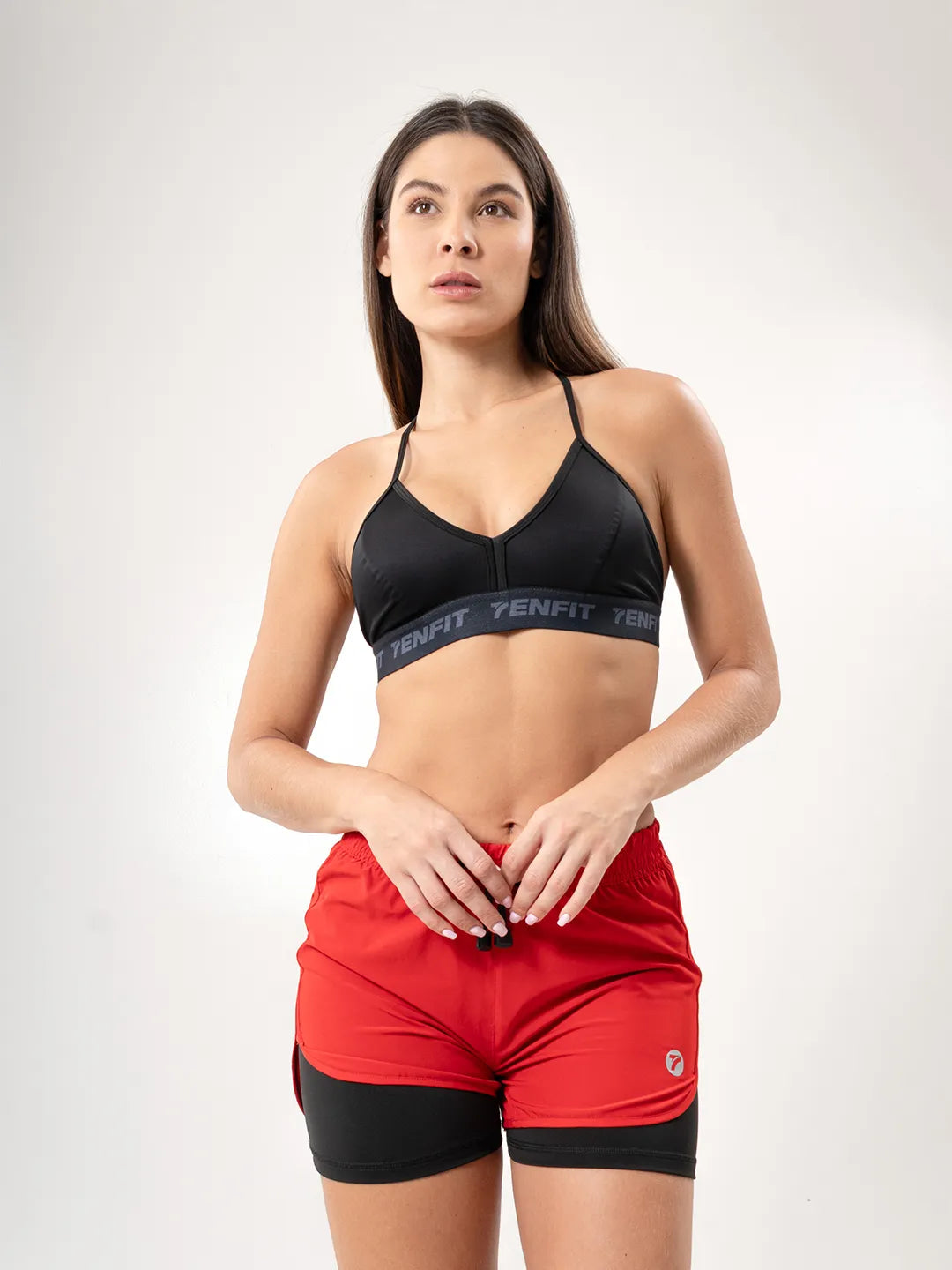 Short Deportivo con Licra Interna para Running de Mujer – Rojo
