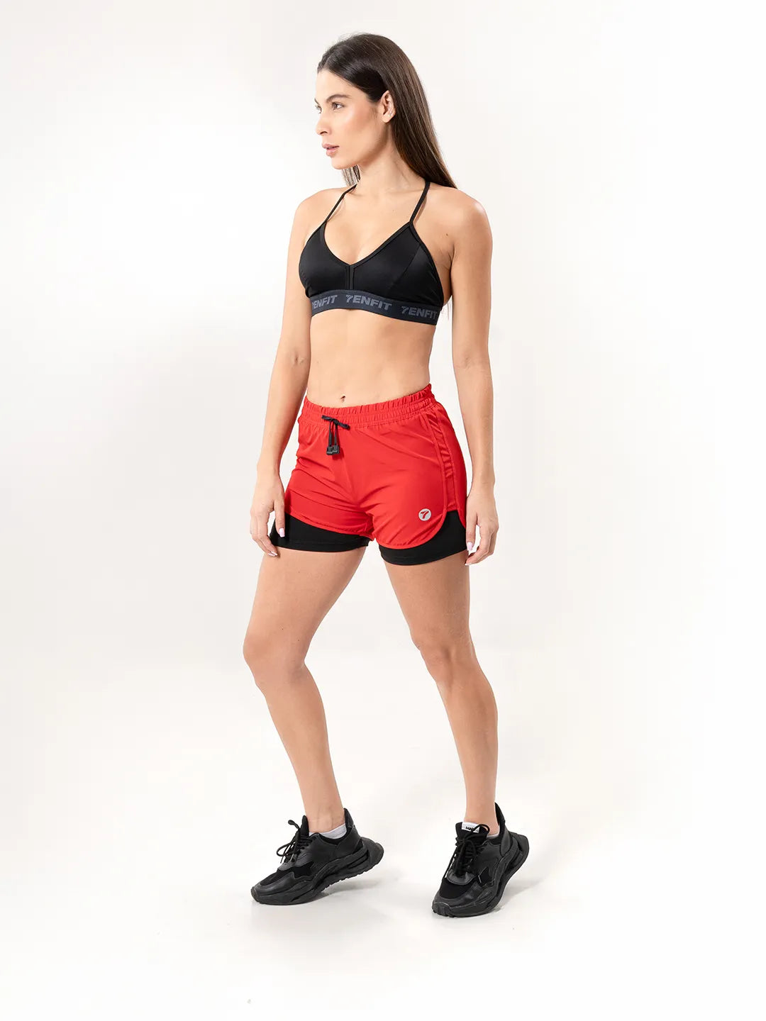 Short Deportivo con Licra Interna para Running de Mujer – Rojo