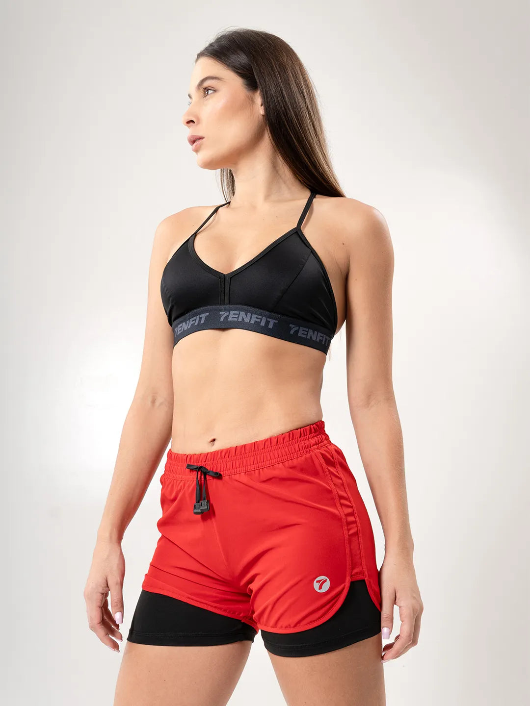 Short Deportivo con Licra Interna para Running de Mujer – Rojo