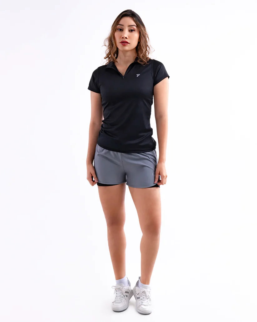 Short Deportivo con Licra Interna para Running de Mujer – Gris Claro