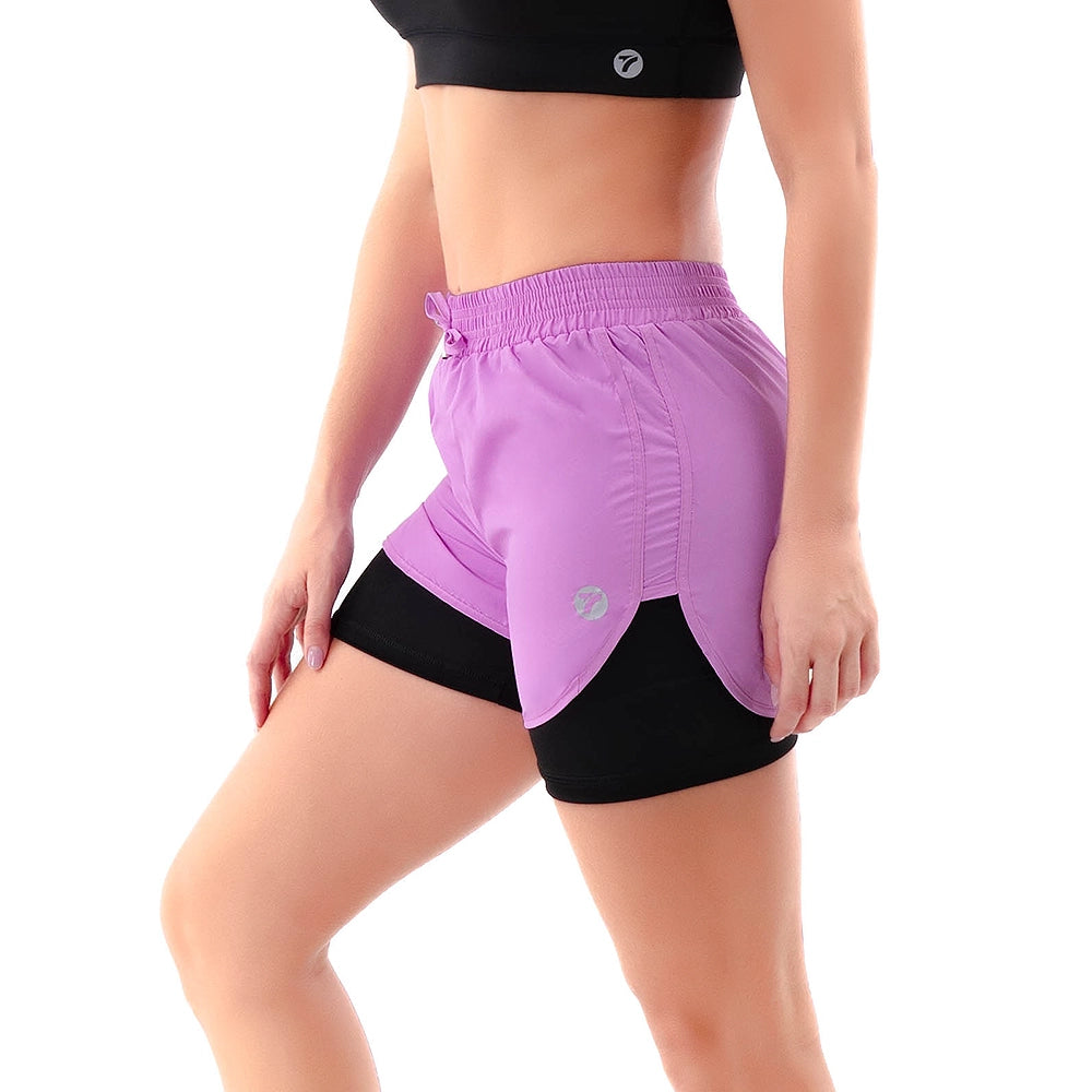 Short Deportivo con Licra Interna para Running de Mujer – Lila Oscuro