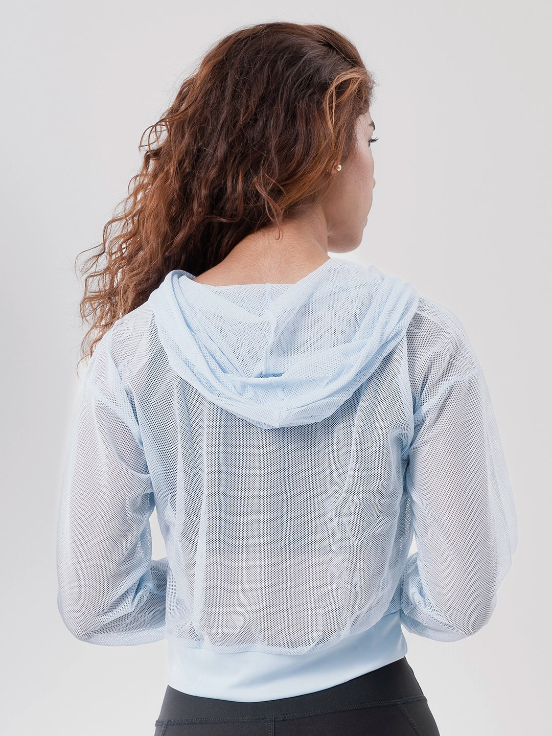 Buzo Deportivo de Mujer con Capota y Malla - Azul Celeste