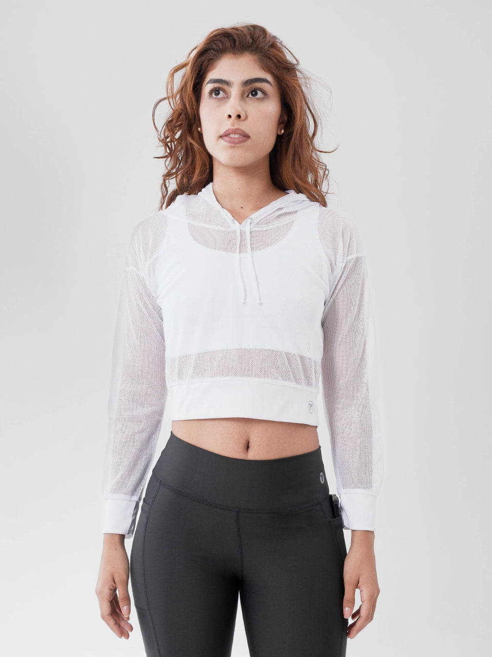 Buzo Deportivo de Mujer con Capota y Malla - Blanco