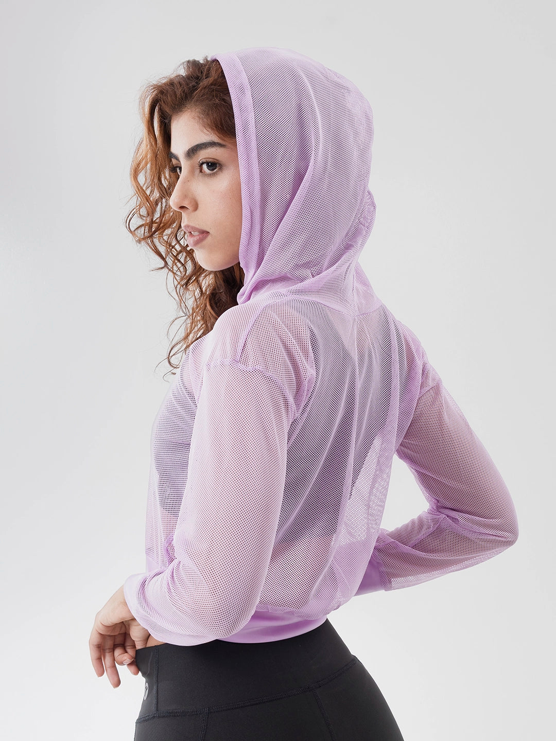 Buzo Deportivo de Mujer con Capota y Malla - Lila Oscuro