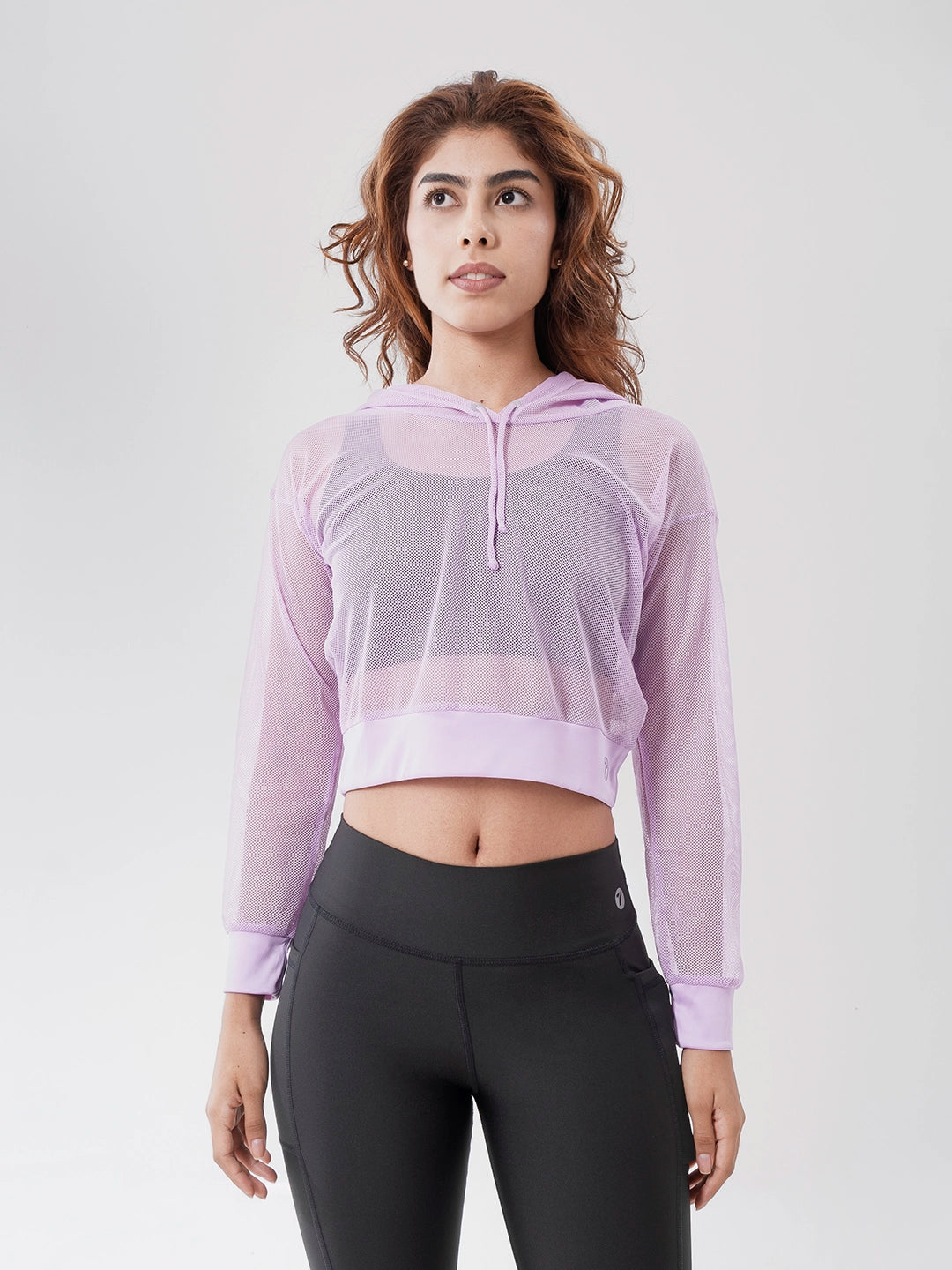 Buzo Deportivo de Mujer con Capota y Malla - Lila Oscuro