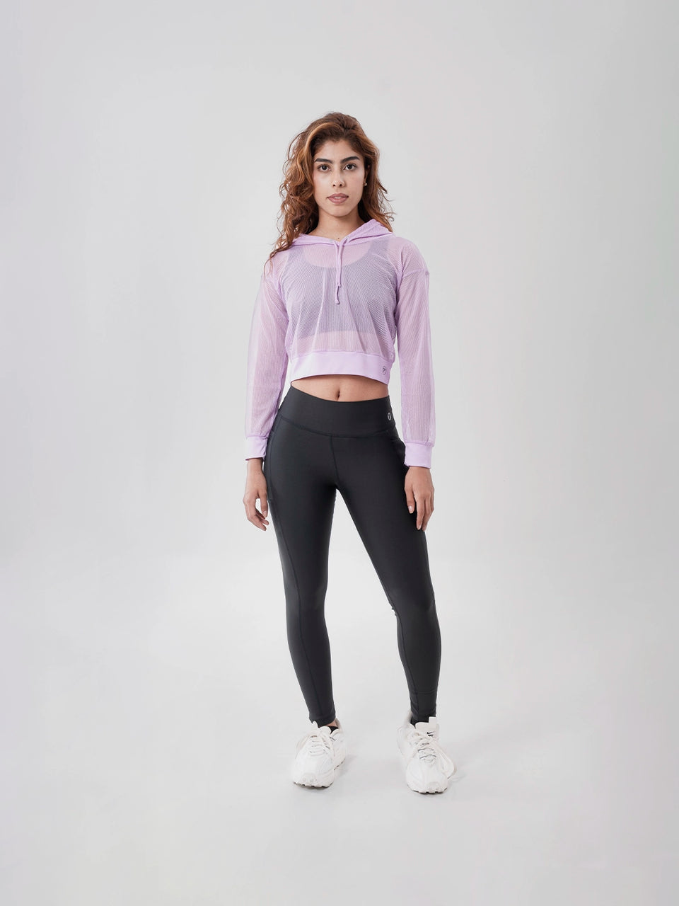 Buzo Deportivo de Mujer con Capota y Malla - Lila Oscuro