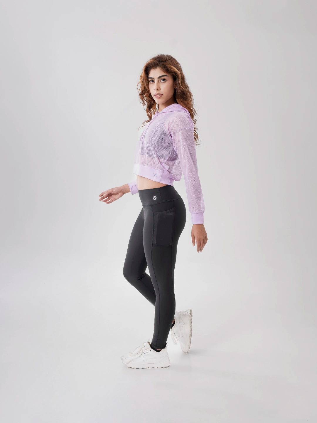 Buzo Deportivo de Mujer con Capota y Malla - Lila Oscuro