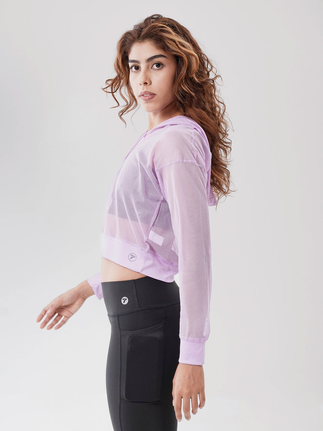 Buzo Deportivo de Mujer con Capota y Malla - Lila Oscuro