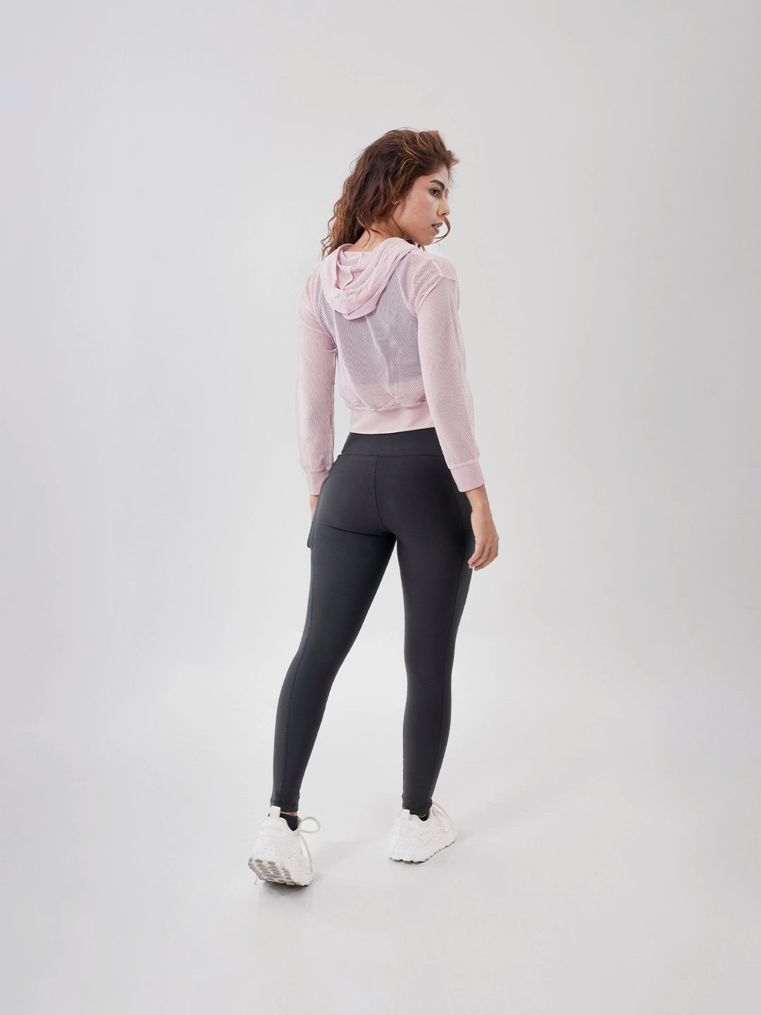 Buzo Deportivo de Mujer con Capota y Malla - Rosa Crepé Claro