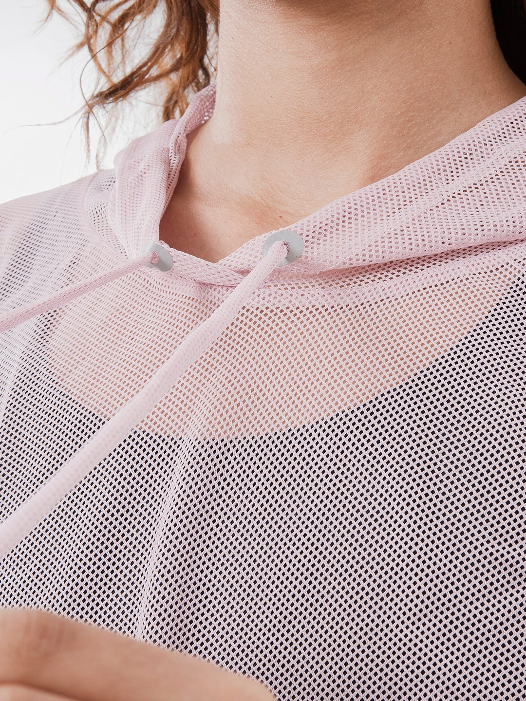 Buzo Deportivo de Mujer con Capota y Malla - Rosa Crepé Claro