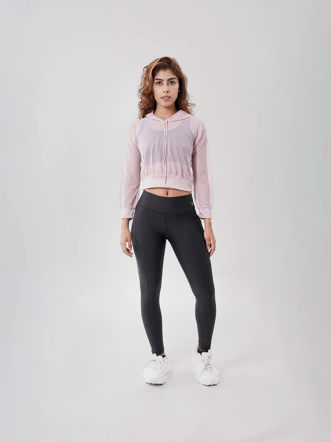 Buzo Deportivo de Mujer con Capota y Malla - Rosa Crepé Claro