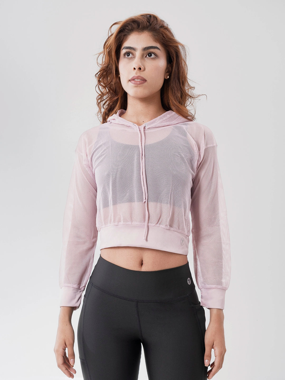 Buzo Deportivo de Mujer con Capota y Malla - Rosa Crepé Claro