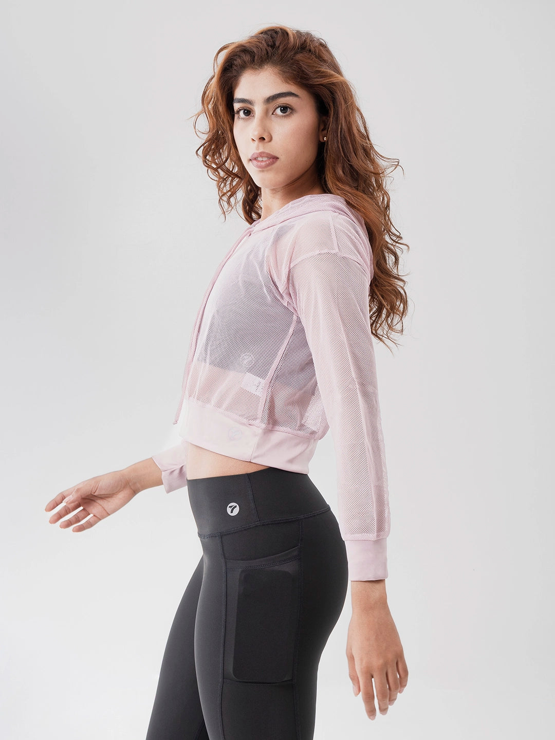 Buzo Deportivo de Mujer con Capota y Malla - Rosa Crepé Claro