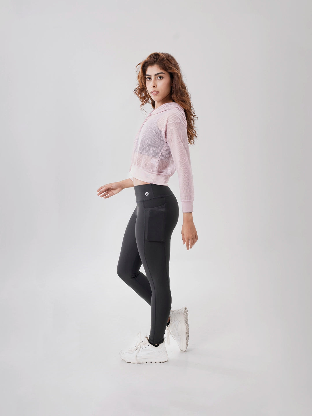 Buzo Deportivo de Mujer con Capota y Malla - Rosa Crepé Claro