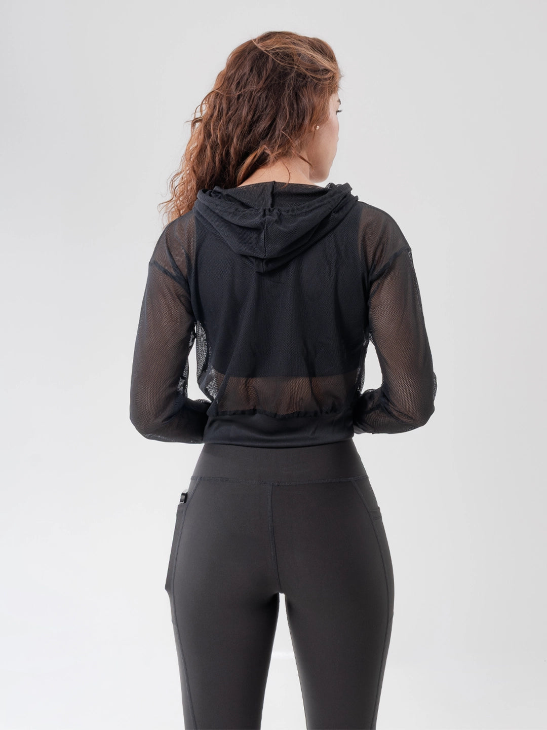 Buzo Deportivo de Mujer con Capota y Malla - Negro