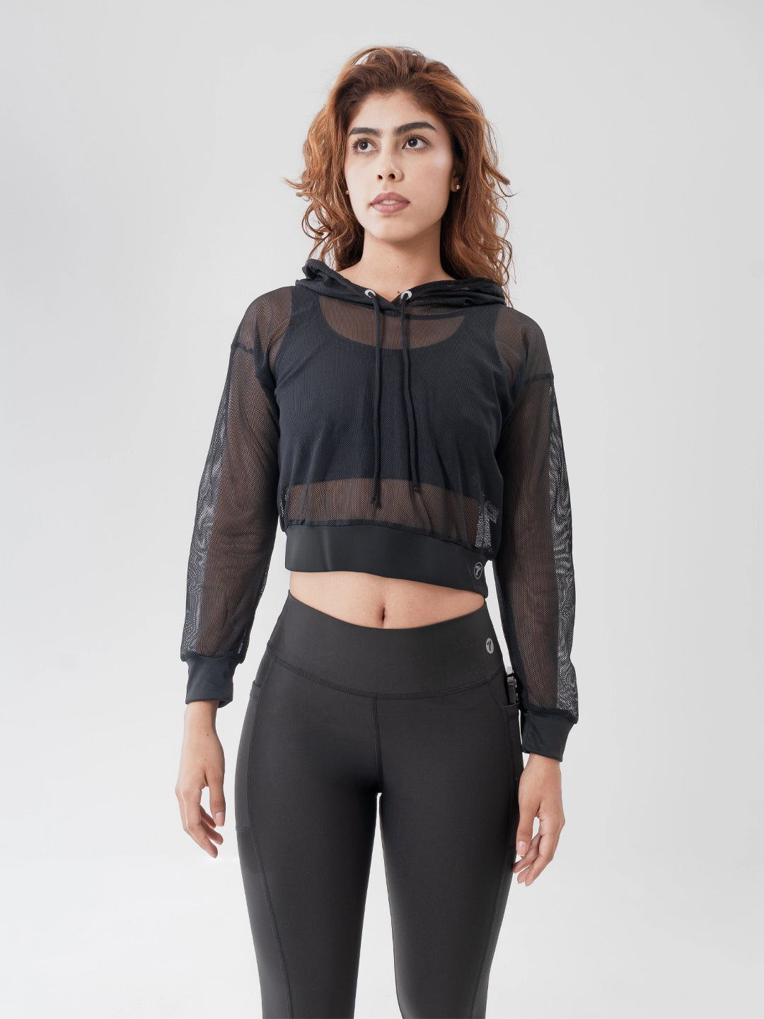 Buzo Deportivo de Mujer con Capota y Malla - Negro