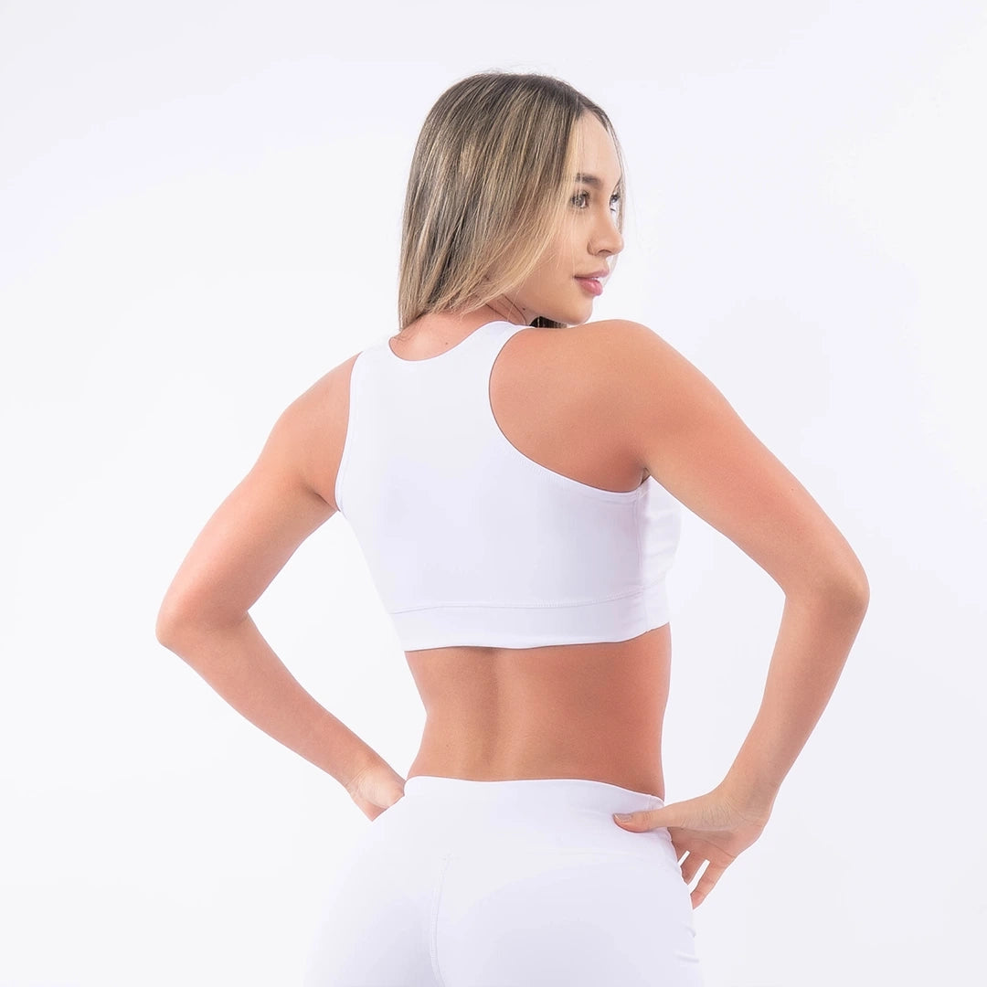 Top Deportivo de Mujer Tipo Esqueleto Unicolor – Blanco