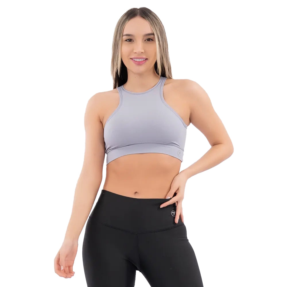 Top Deportivo de Mujer Tipo Esqueleto Unicolor – Gris Claro