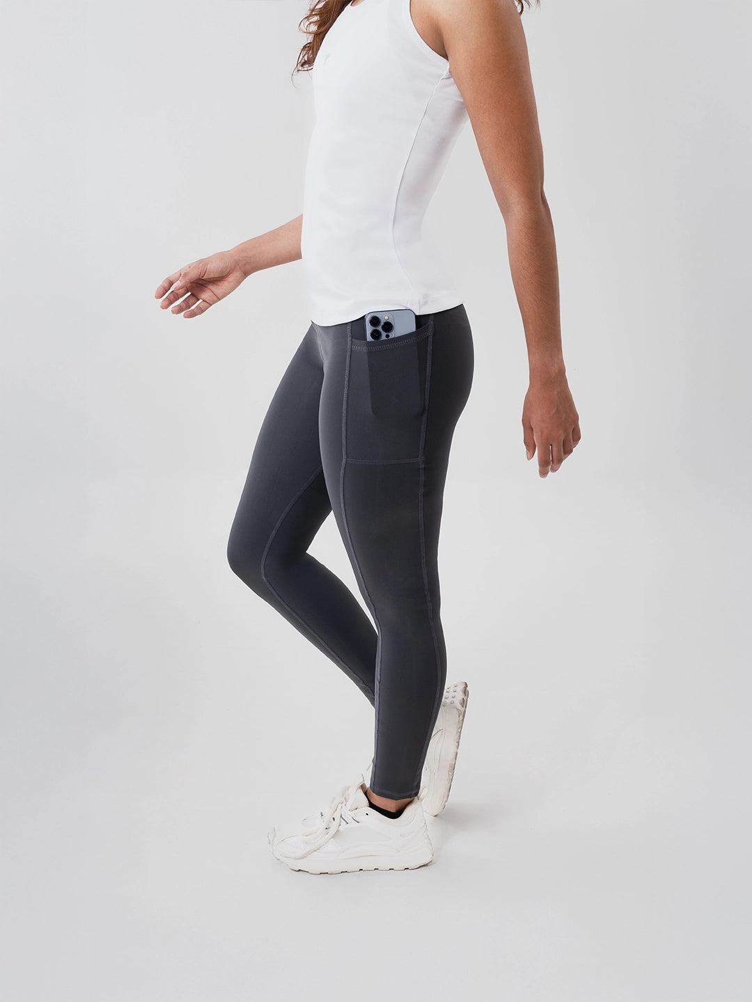 Leggins Deportivos de Mujer con Bolsillo - Gris Oscuro