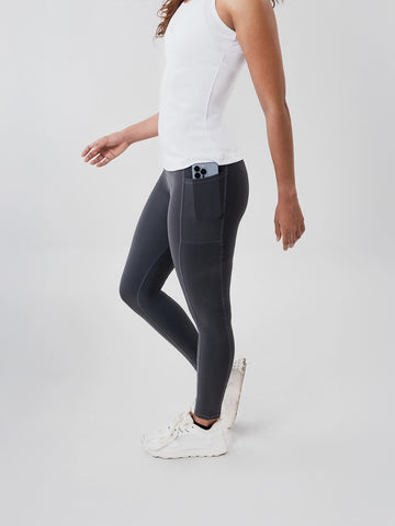 Leggins Deportivos de Mujer con Bolsillo - Gris Oscuro