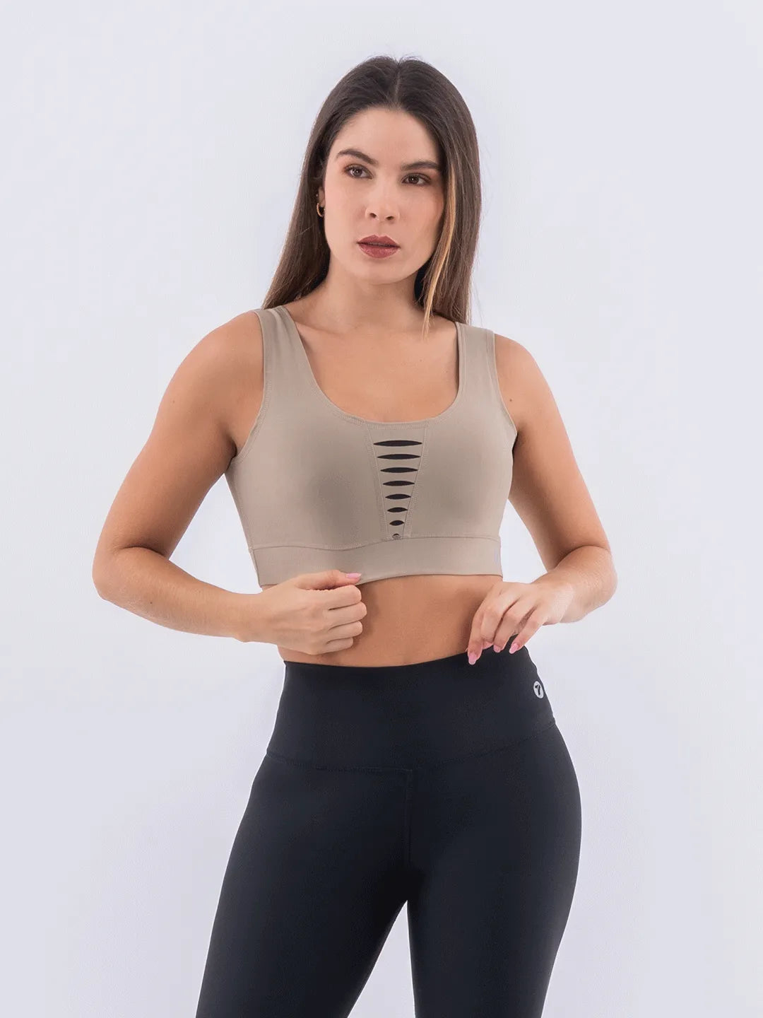 Top Deportivo de Mujer Hyperflex - Caqui con Negro