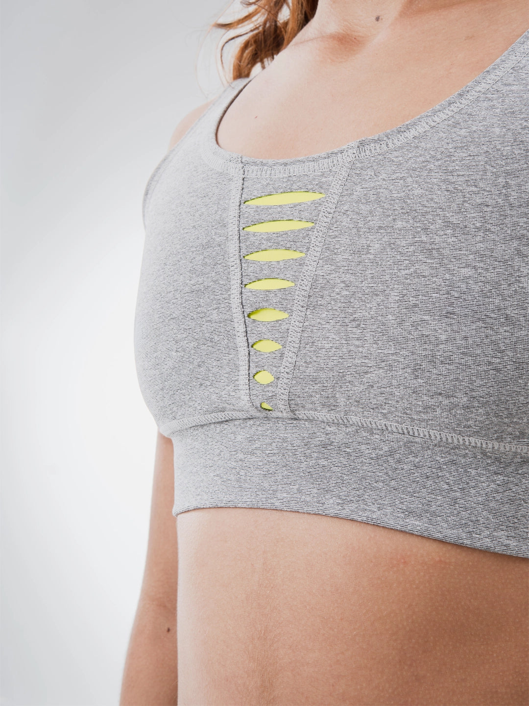 Top Deportivo de Mujer Hyperflex - Gris Jaspe con Amarillo Neon