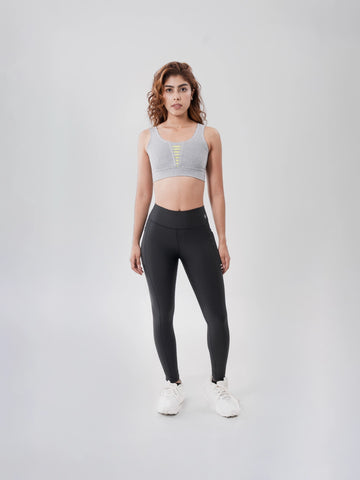 Top Deportivo de Mujer Hyperflex - Gris Jaspe con Amarillo Neon