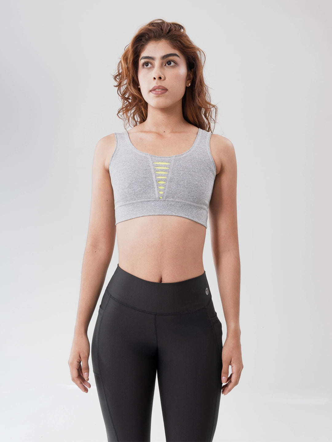 Top Deportivo de Mujer Hyperflex - Gris Jaspe con Amarillo Neon