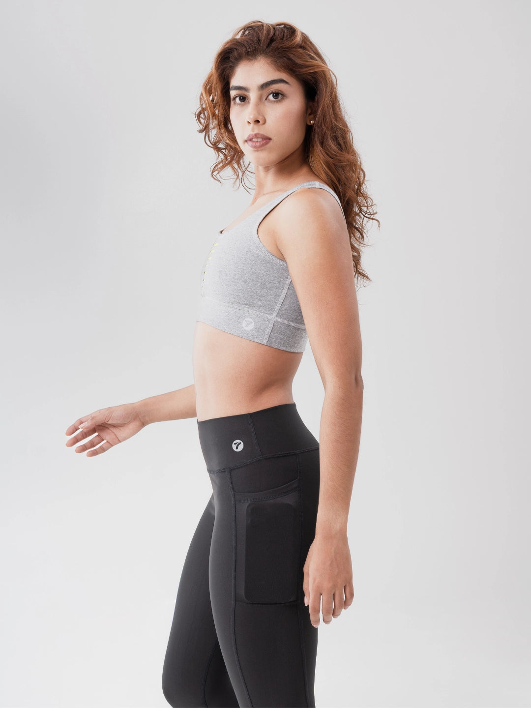 Top Deportivo de Mujer Hyperflex - Gris Jaspe con Amarillo Neon