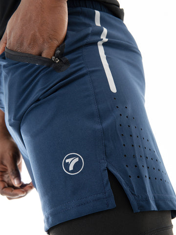 Pantaloneta con Licra Interna para Running de Hombre Track – Azul Turquí