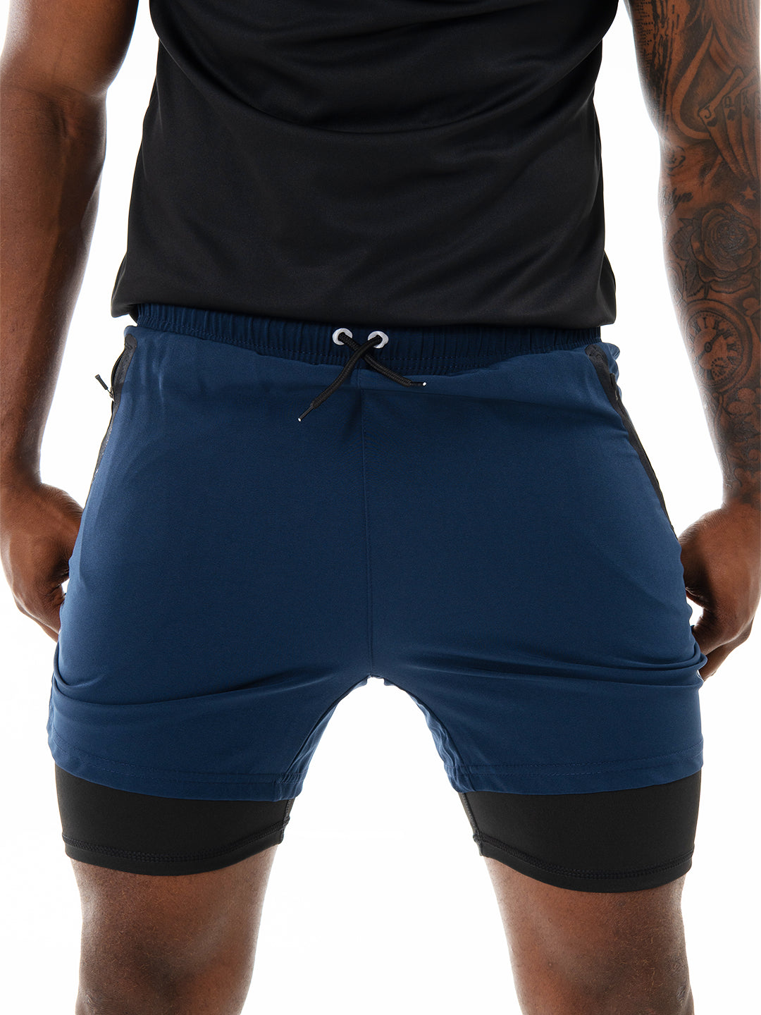 Pantaloneta con Licra Interna para Running de Hombre Track – Azul Turquí